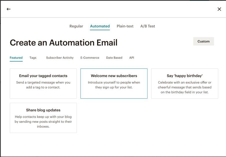 Screenshot of MailChimp Automation Sequence